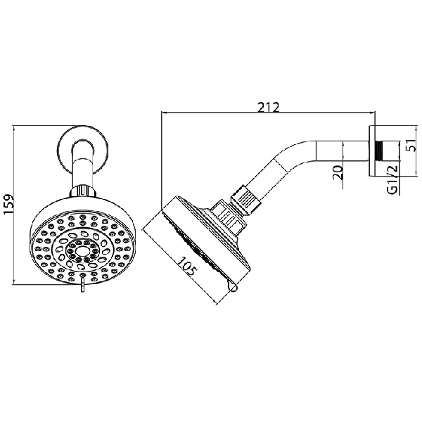 Abagno 4-Jets Shower Rose With Shower Arm AR-850W-A