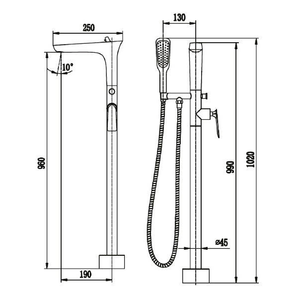 Abagno Exposed Floor-Mounted Bath / Shower Mixer FRM-205-CR
