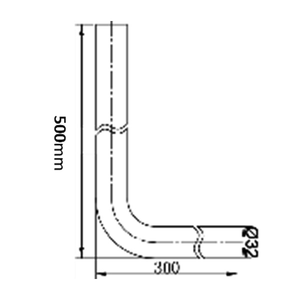Abagno Flush Valve Bend Pipe LS-30-500SS