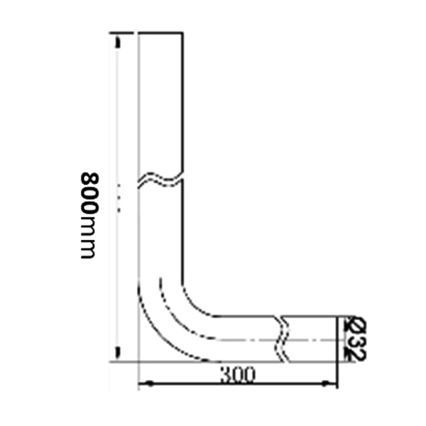 Abagno Flush Valve Bend Pipe LS-30-800CP