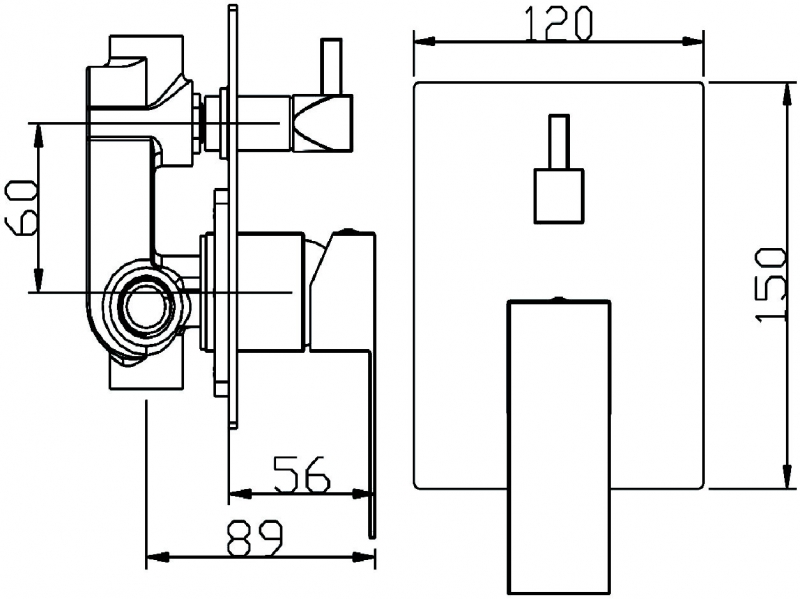 Abagno Concealed Shower Mixer With Diverter SAM-014-CR