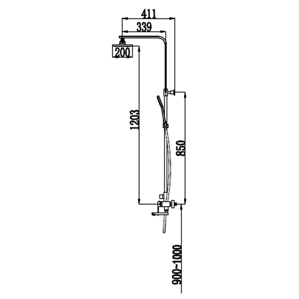 Abagno Exposed Shower Column With Bath Mixer SAS-BM-990-113
