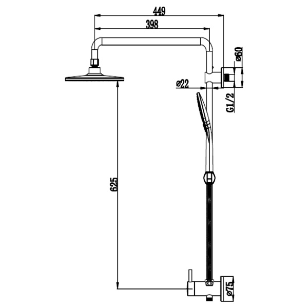 Abagno Top Inlet Exposed Shower Column SPW-986-682