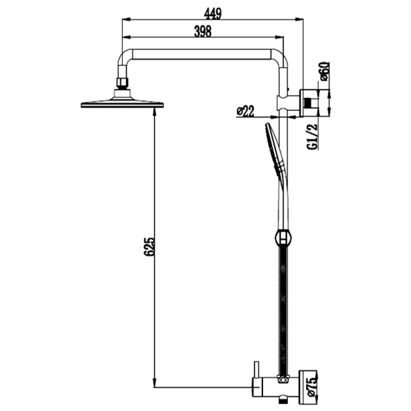 Abagno Top Inlet Exposed Shower Column SPW-987-682G-BN