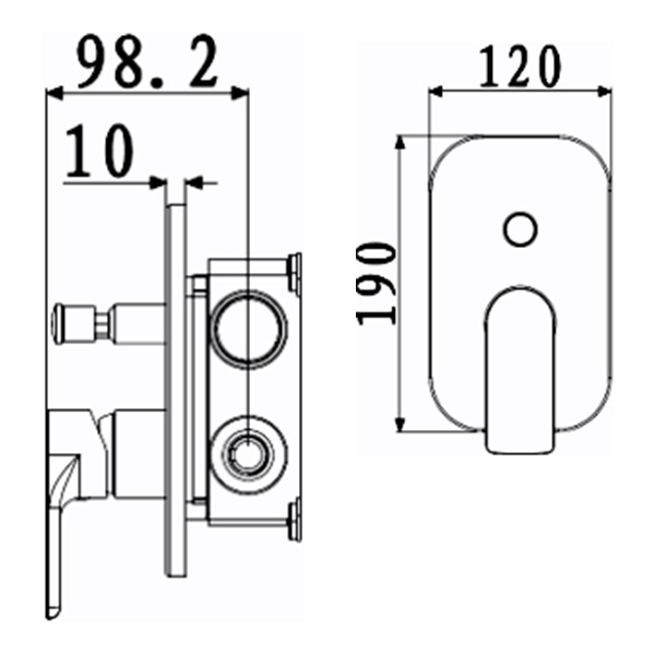Abagno Concealed Shower Mixer With Diverter SSM-015-BN [Black Nickel]