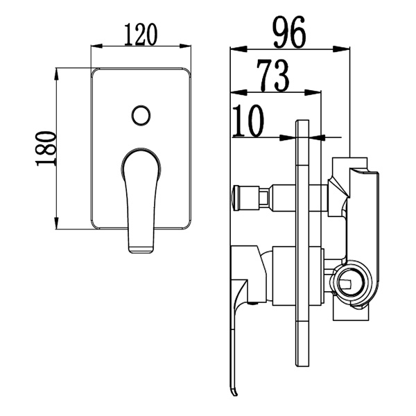 Abagno Concealed Shower Mixer With Diverter SVM-014-BN [Black Nickel]