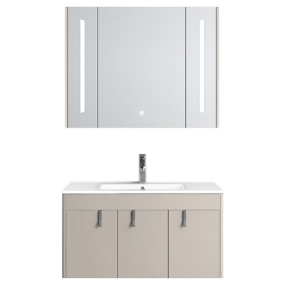 Abagno Mirror Cabinet MCL-0187A-BG with Basin Cabinet MCB-0190S-BG
